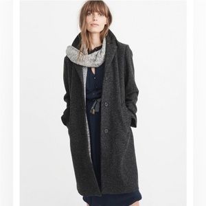 Abercrombie & Fitch Dad Coat Wool blend Charcoal Gray/Blue/Black Small